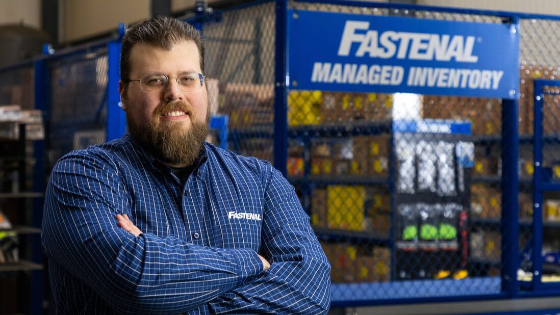 Fastenal rep standing in front of onsite