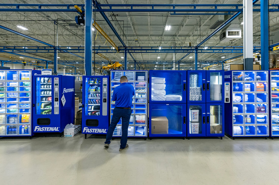 Fastenal employee by vending machines